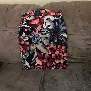 Black Floral Midi Skirt